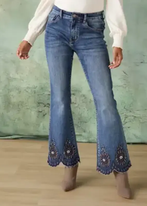 EverStretch Flare with Beaded Scallop Hem...