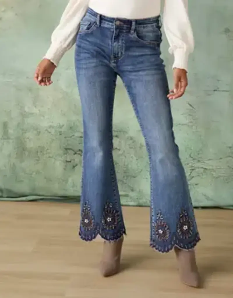 EverStretch Flare with Beaded Scallop Hem...