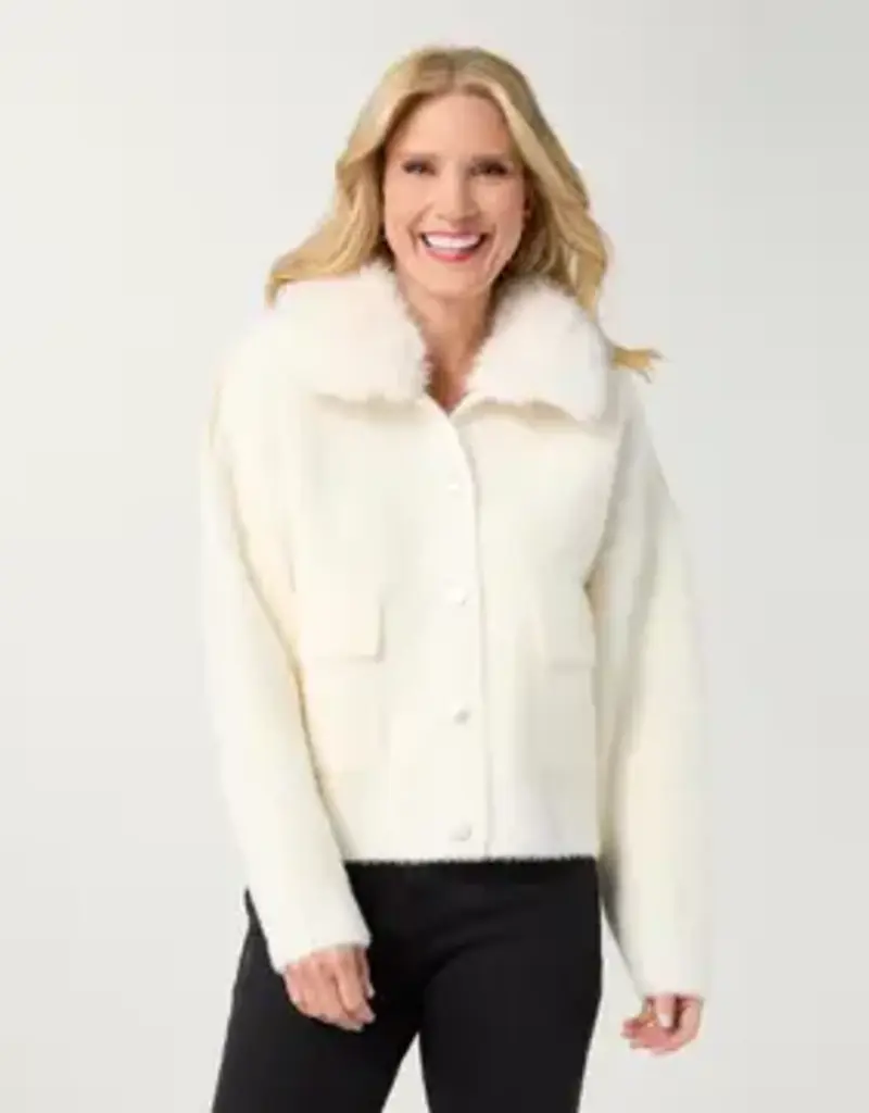 Kabira Brushed Cardigan with Faux Fur Collar