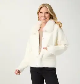Kabira Brushed Cardigan with Faux Fur Collar