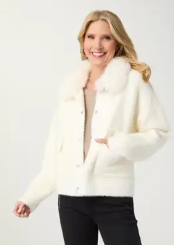 Kabira Brushed Cardigan with Faux Fur Collar
