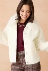 Kabira Brushed Cardigan with Faux Fur Collar