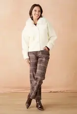 Kabira Brushed Cardigan with Faux Fur Collar
