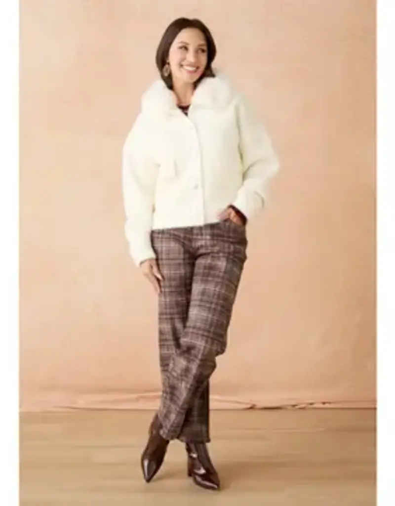Kabira Brushed Cardigan with Faux Fur Collar