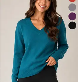 Jessica Jersey Stitch V-Neck Sweater