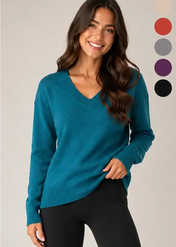 Jessica Jersey Stitch V-Neck Sweater
