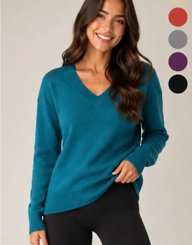 Jessica Jersey Stitch V-Neck Sweater