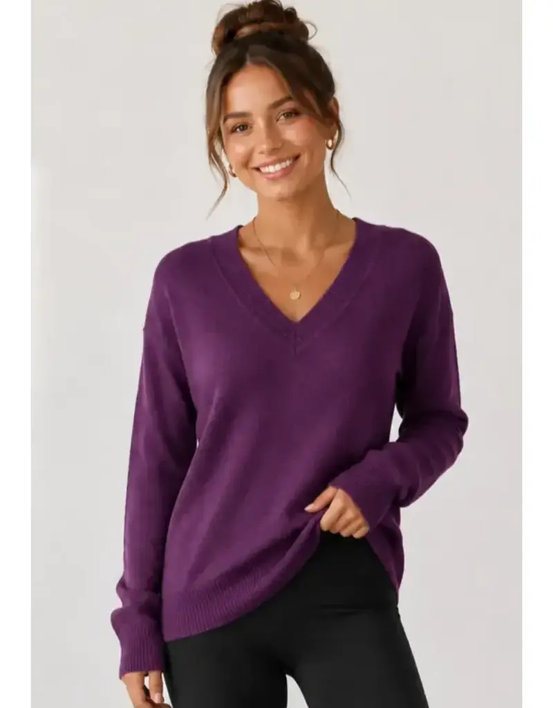 Jessica Jersey Stitch V-Neck Sweater