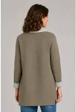 Edge Stitch Notch Collar Longline Cardigan