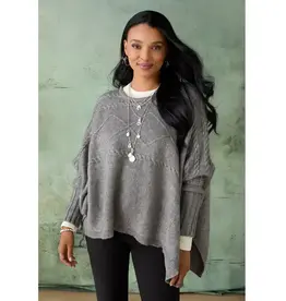 Caspia Poncho with Cable Knit Design