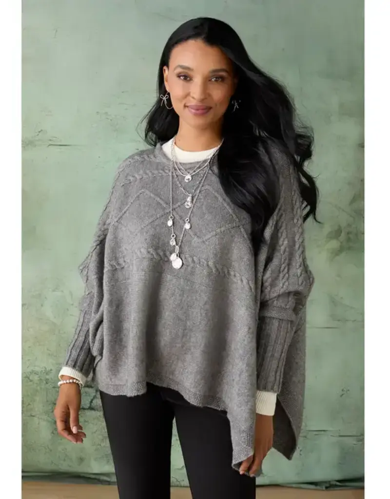 Caspia Poncho with Cable Knit Design