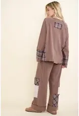 Micha Mineral Washed Distressed Star Patch Plaid Top