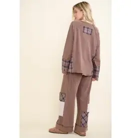 Micha Mineral Washed Distressed Star Patch Plaid Top