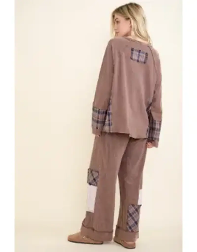 Micha Mineral Washed Distressed Star Patch Plaid Top