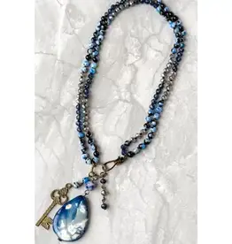 Suki Necklace - Blue Fire Agate