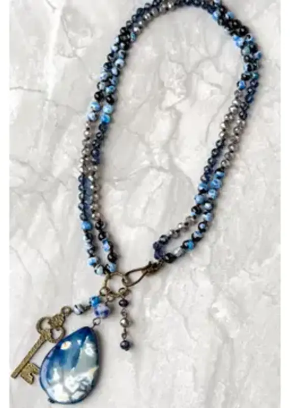 Suki Necklace - Blue Fire Agate