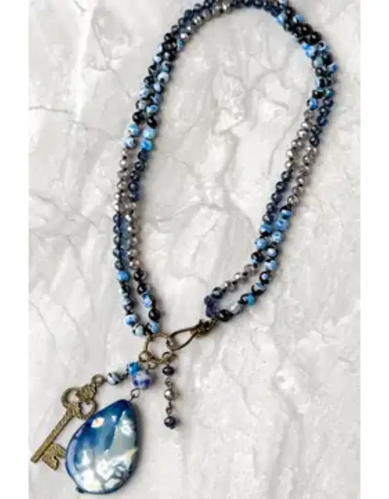 Suki Necklace - Blue Fire Agate