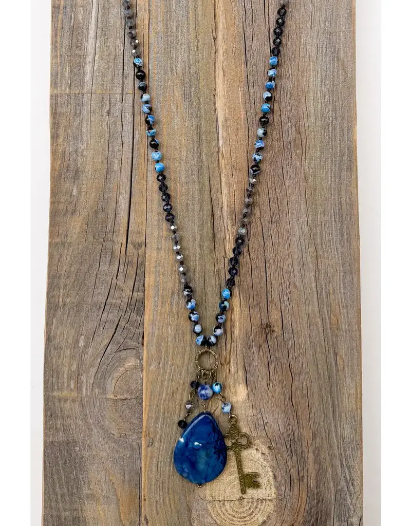 Suki Necklace - Blue Fire Agate