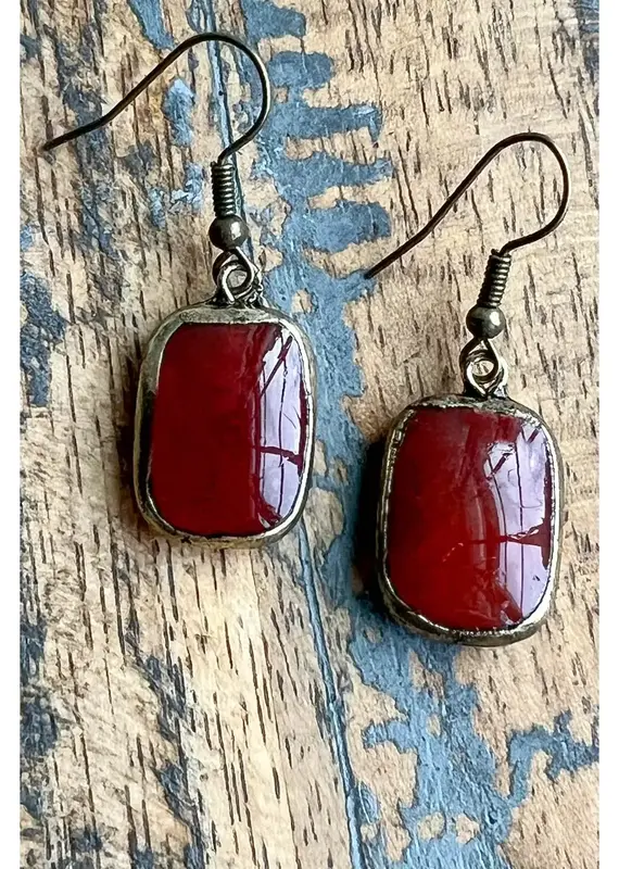 Sicily Earrings - Red Agate