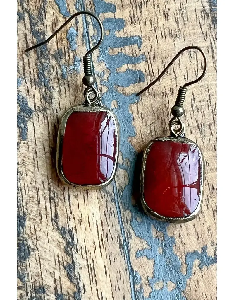 Sicily Earrings - Red Agate