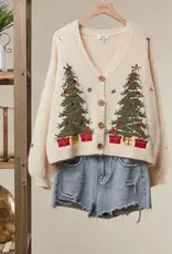 Candy Christmas Tree Embroidered Soft Cardigan