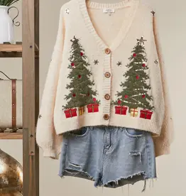 Candy Christmas Tree Embroidered Soft Cardigan