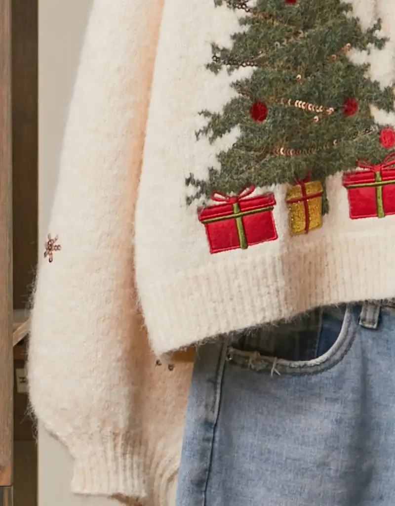 Candy Christmas Tree Embroidered Soft Cardigan