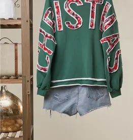 Merry Christmas with Applique Back Sweatshirt