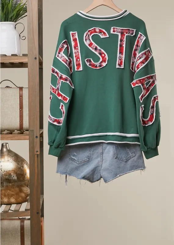 Merry Christmas with Applique Back Sweatshirt