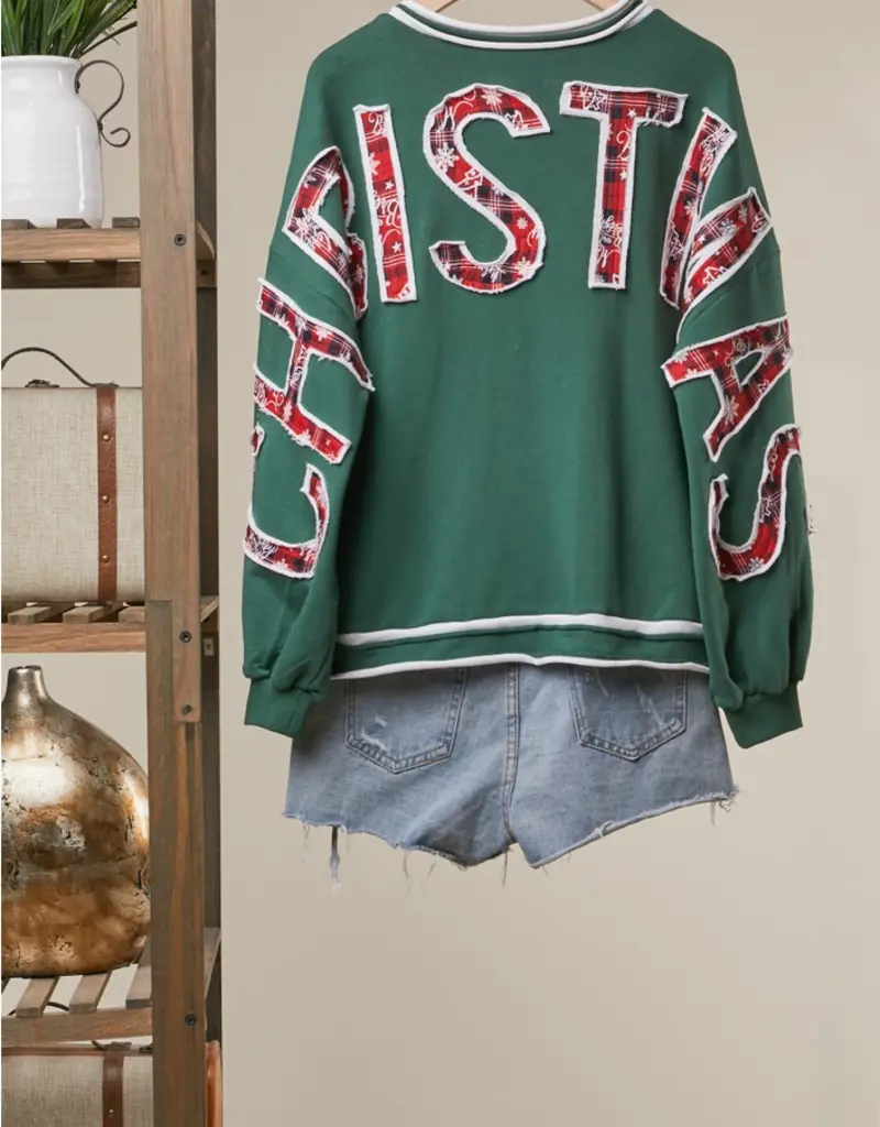 Merry Christmas with Applique Back Sweatshirt