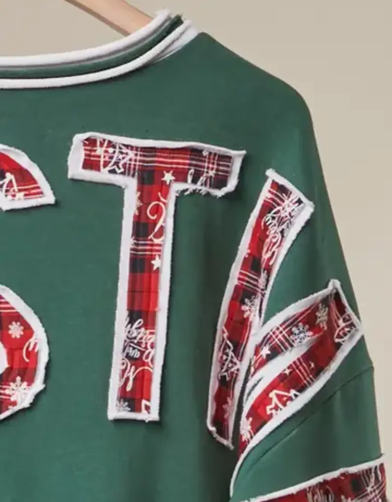 Merry Christmas with Applique Back Sweatshirt