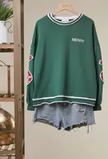 Merry Christmas with Applique Back Sweatshirt