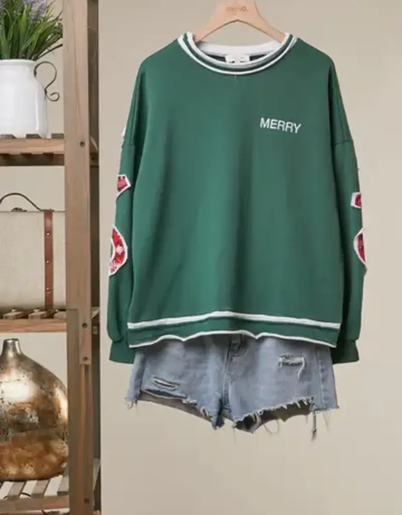 Merry Christmas with Applique Back Sweatshirt