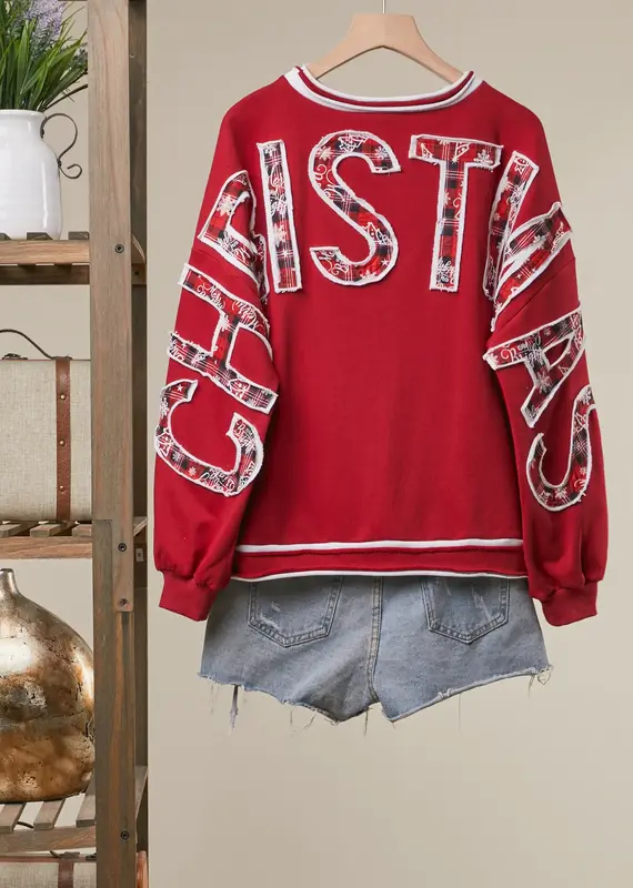 Merry Christmas with Applique Back Sweatshirt