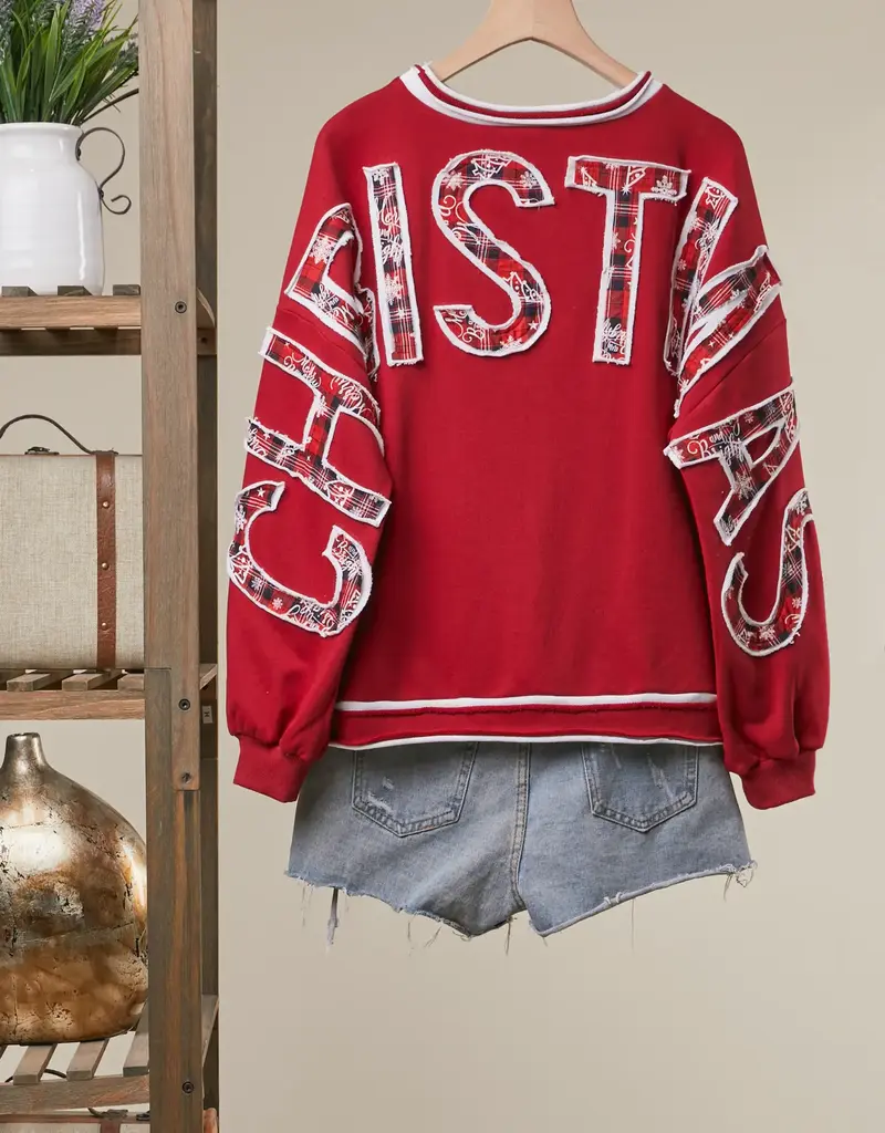 Merry Christmas with Applique Back Sweatshirt