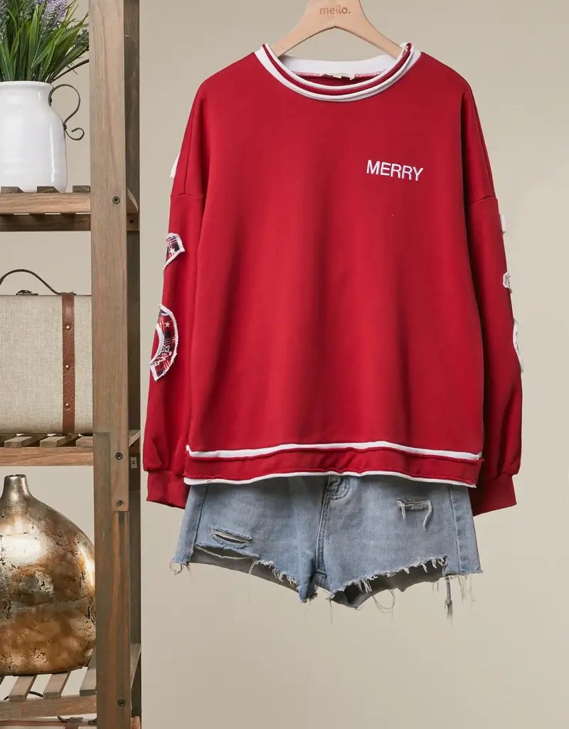 Merry Christmas with Applique Back Sweatshirt