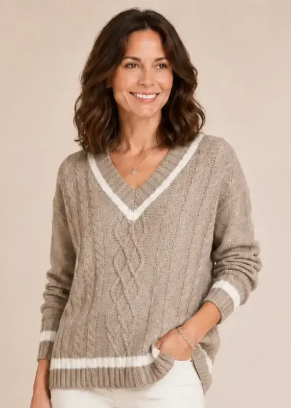 Hillary Neck Cable Knit Sweater