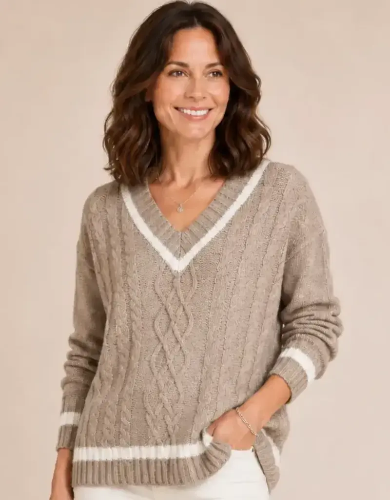 Hillary Neck Cable Knit Sweater