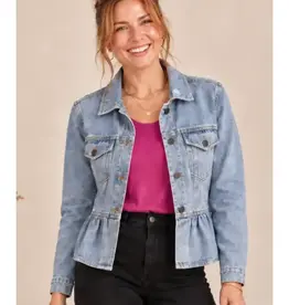 Margo Peplum Ruffle Hem  Denim Jacket