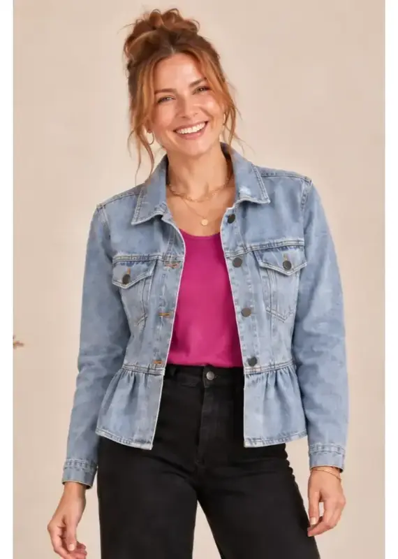 Margo Peplum Ruffle Hem  Denim Jacket