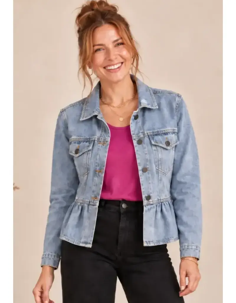 Margo Peplum Ruffle Hem  Denim Jacket