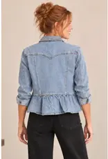 Margo Peplum Ruffle Hem  Denim Jacket