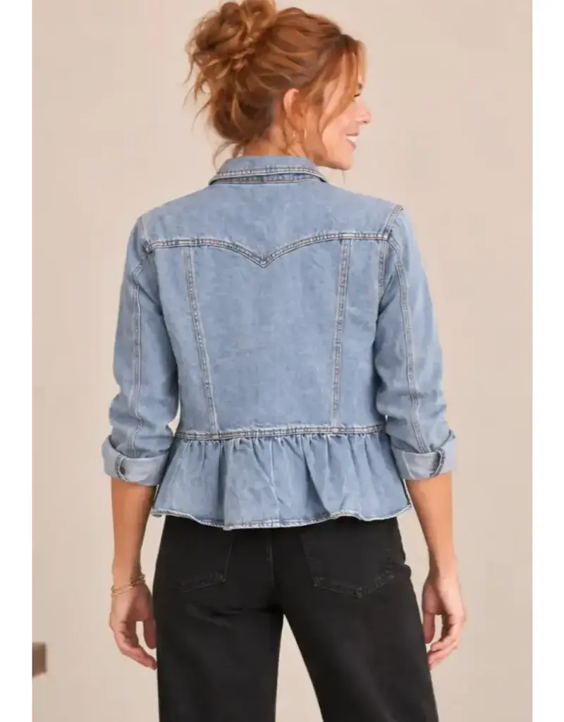 Margo Peplum Ruffle Hem  Denim Jacket