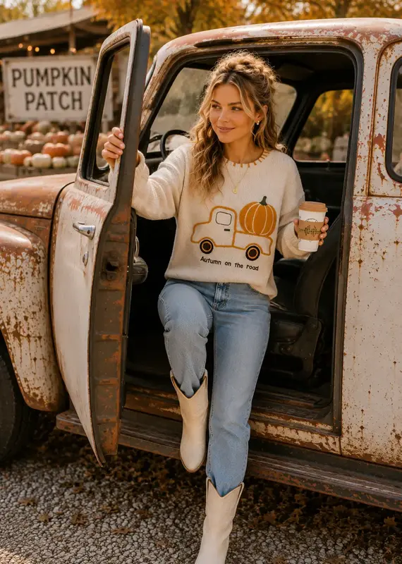 Autumn On the Road Pumpkin Sweater