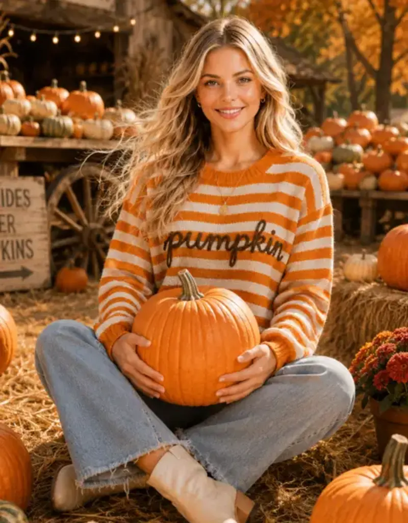 Pumpkin Script Striped Knit Sweater