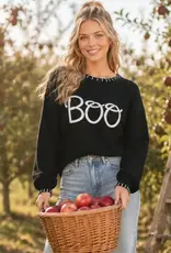 Boo Embroidered Design Sweater