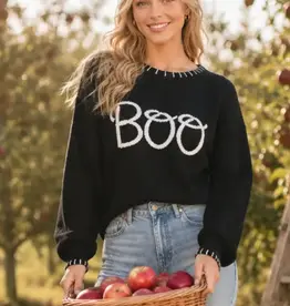 Boo Embroidered Design Sweater