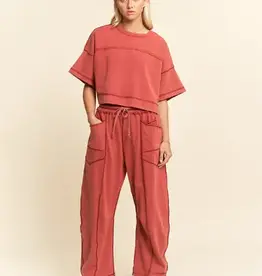 Melody Mineral Washed Exposed Barrel Pants Set