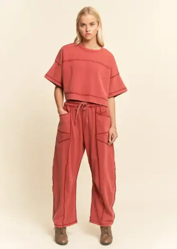 Melody Mineral Washed Exposed Barrel Pants Set