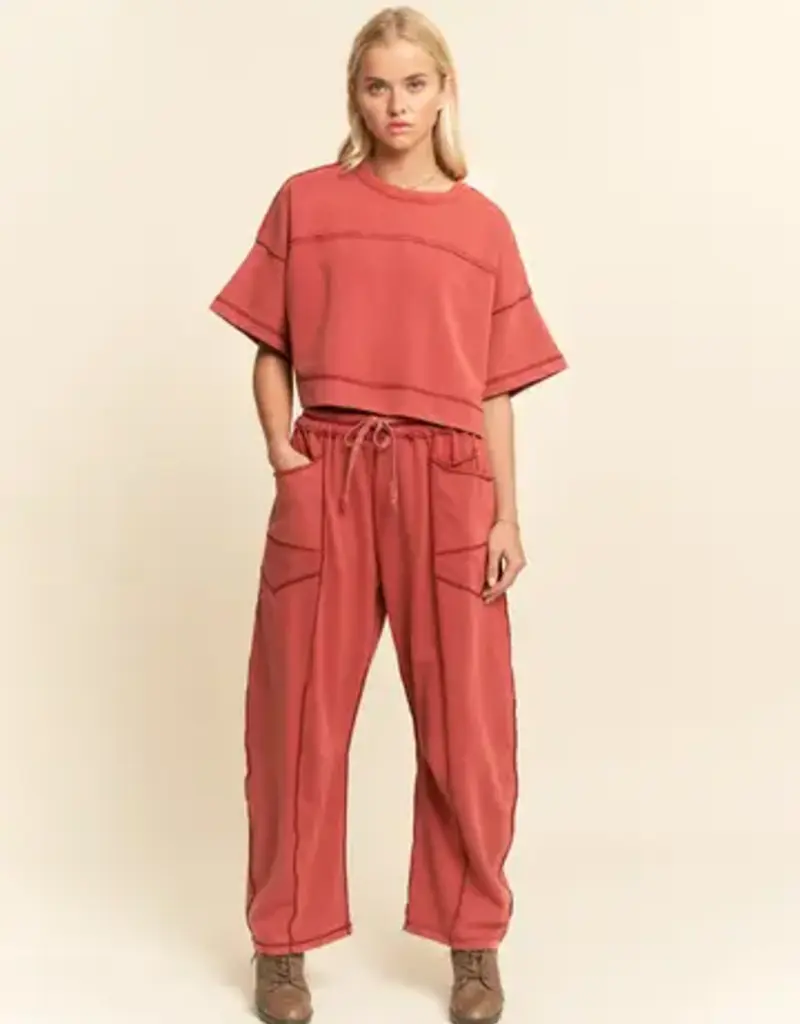 Melody Mineral Washed Exposed Barrel Pants Set